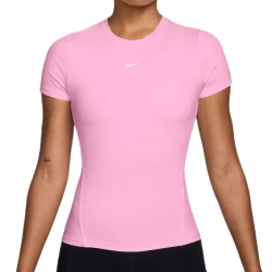 Женская теннисная футболка Nike One Fitted Short Sleeve - pink rise/white