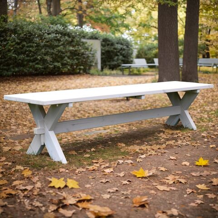 Деревянная скамейка садовая Ойвинд из массива сосны для дома и сада 200х44 см, белая
