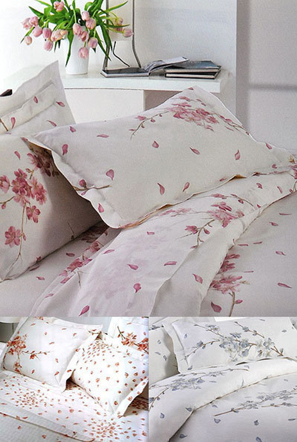 Постельное белье 2 спальное евро макси Mirabello Rami di Pesco перкаль розовое Италия