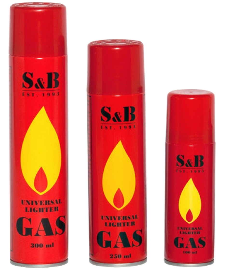 Баллон газовый для заправки зажигалок S&B (5 переходников) 300мл