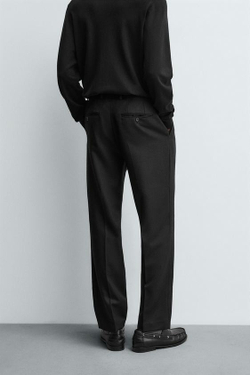 ZARA БРЮКИ ИЗ 100% ШЕРСТИ, ЧЕРНЫЙ