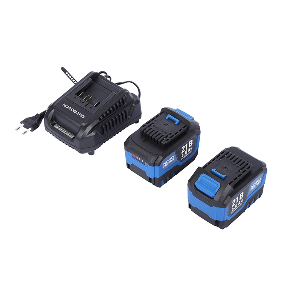 NORDBERG (NE806K-3/4) Гайковерт аккумуляторный, 3/4", 21 В, 1500 Нм, 2 аккумулятора 6 A и зарядное устройство, в кейсе
