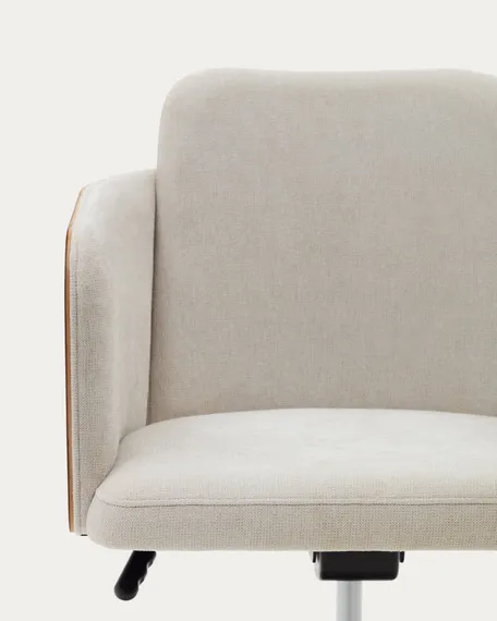 Рабочее кресло на колесиках Madai, бежевый шенилл, шпон ясеня