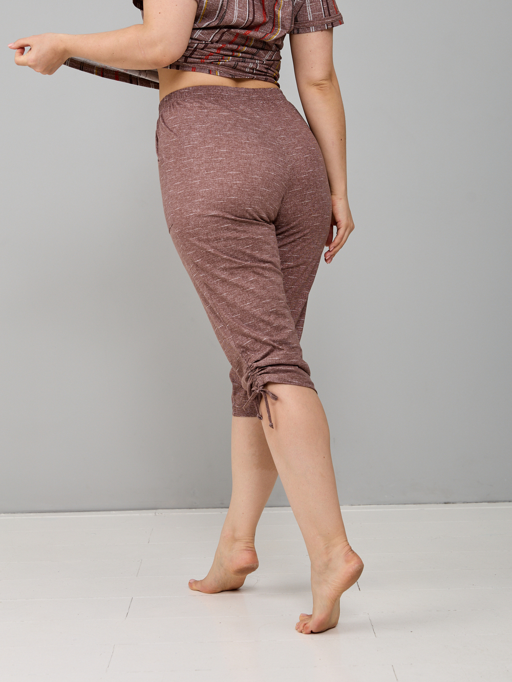 Пижама с бриджами КД-61/рогожкакоричневый-цепочка