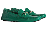 GUCCI Horsebit Leather Casual Shoes Men"s Green