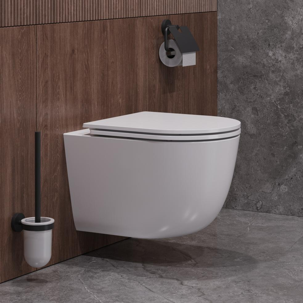 Унитаз удлинённый подвесной безободковый с сиденьем и смывом TORNADO Cezares RELAX-TOR CZR-3806-53-TH-TOR/SC