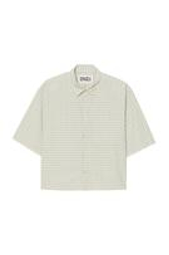 ZARA X BENITO ANTONIO РУБАШКА С ОТЛОЖНЫМ ВОРОТНИКОМ, БЕЛЫЙ/ЗЕЛЕНЫЙ