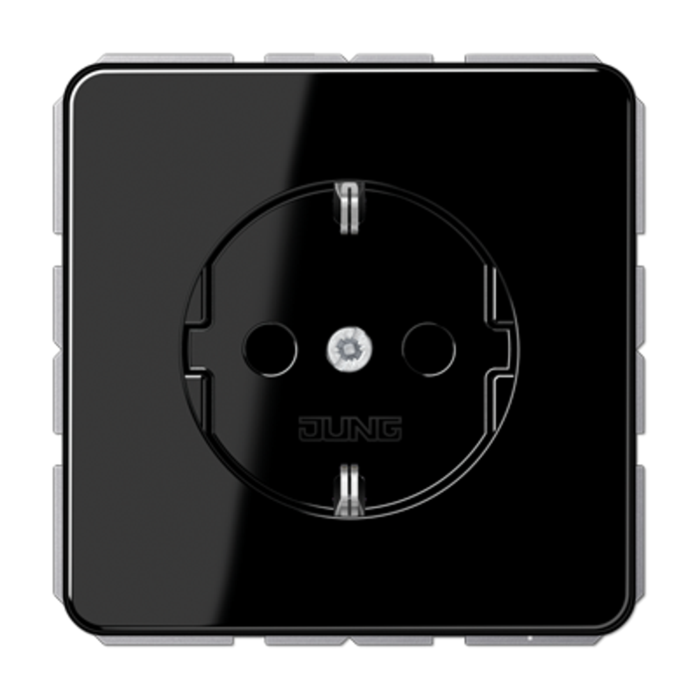JUNG CD 500/CD plus Черная Розетка с/з безвинт. зажим, арт.CD1520SW