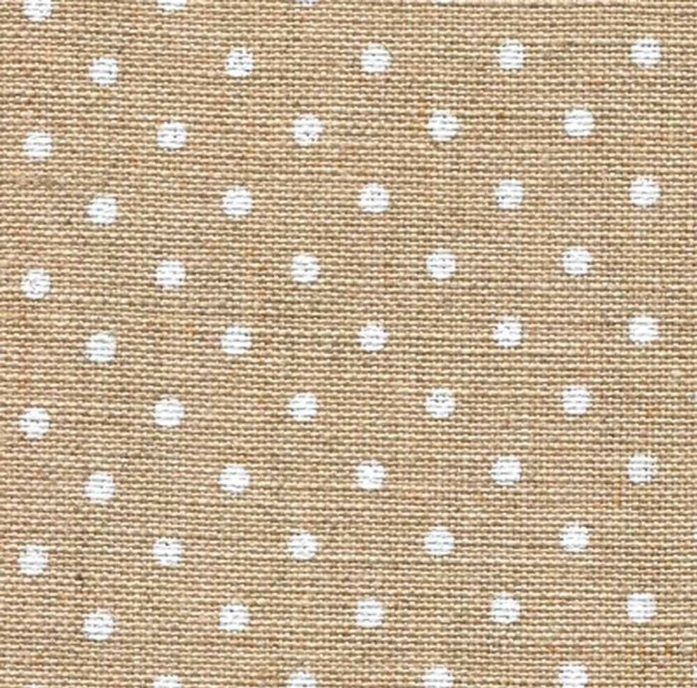 Канва Edinburgh Petit Point 36 ct ширина 140 см, 100% лен, цвет №5379 натуральный в белый горох
