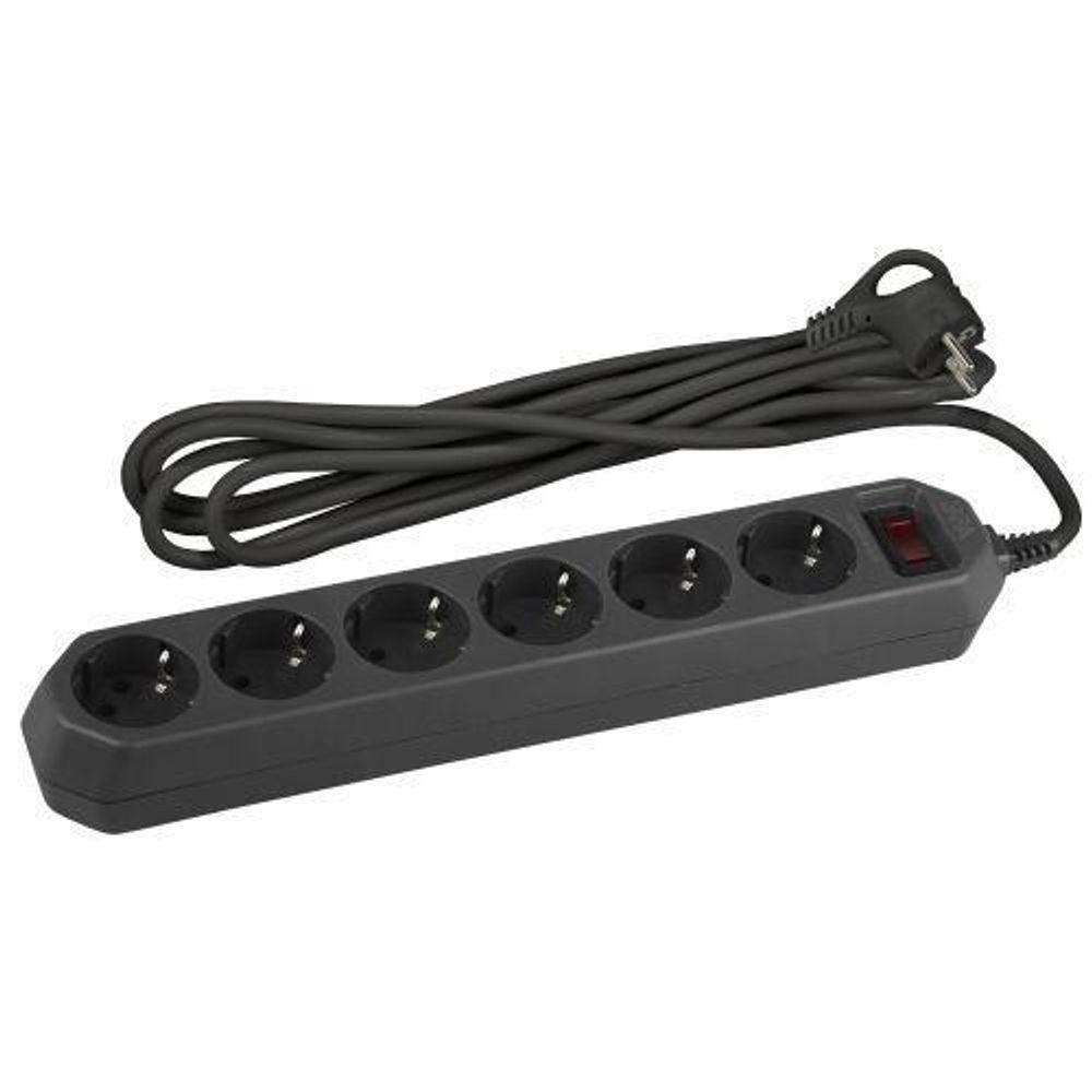 Удлинитель с сетевым фильтром 6х3м с заземл. 10А IP20 USF-6es-3m-B с выкл. с базов. защитой черн. Эра Б0037263 Удлинитель с сетевым фильтром 6х3м с заземл. 10А IP20 USF-6es-3m-B с выкл. с базов. защитой черн. Эра Б0037263