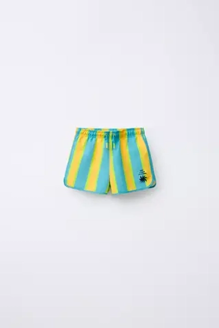 ZARA ПЛАВКИ В ПОЛОСКУ, БИРЮЗОВЫЙ