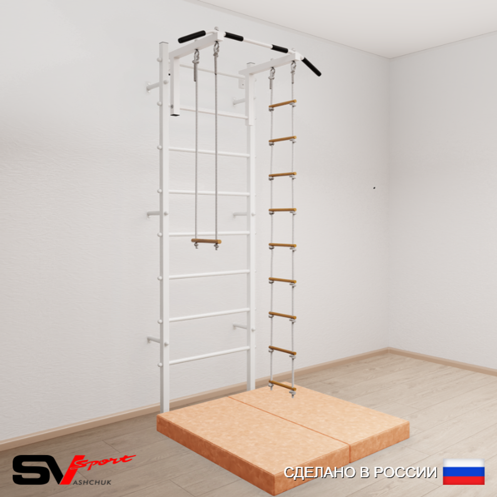 Шведская стенка Sv Sport усиленная 6184 (Турник стандарт/Лестница/Трапеция/Мат 1м)
