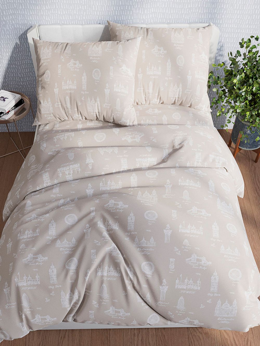 Простынь на резинке "Foggy Albion" 140х200 см Сказка сатин