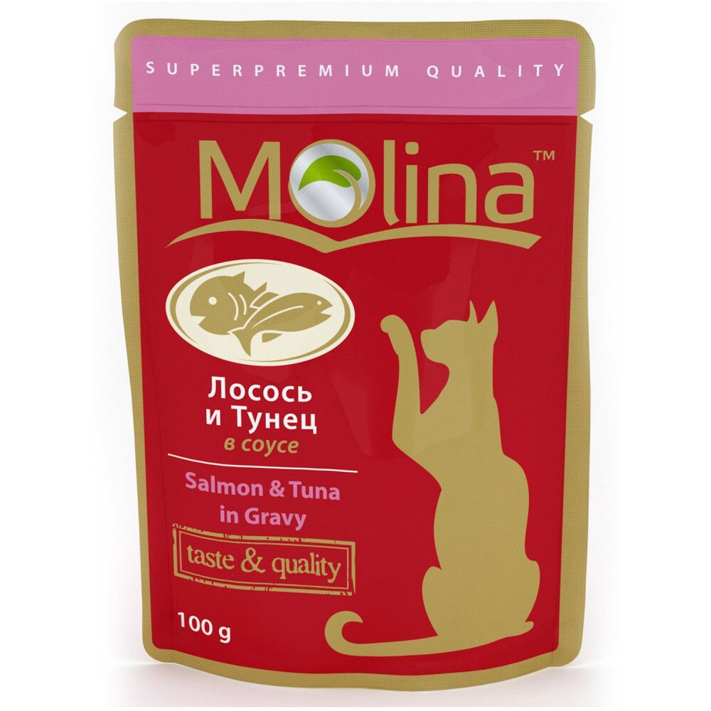MOLINA Пауч для кошек Лосось и Тунец в соусе, 100гр
