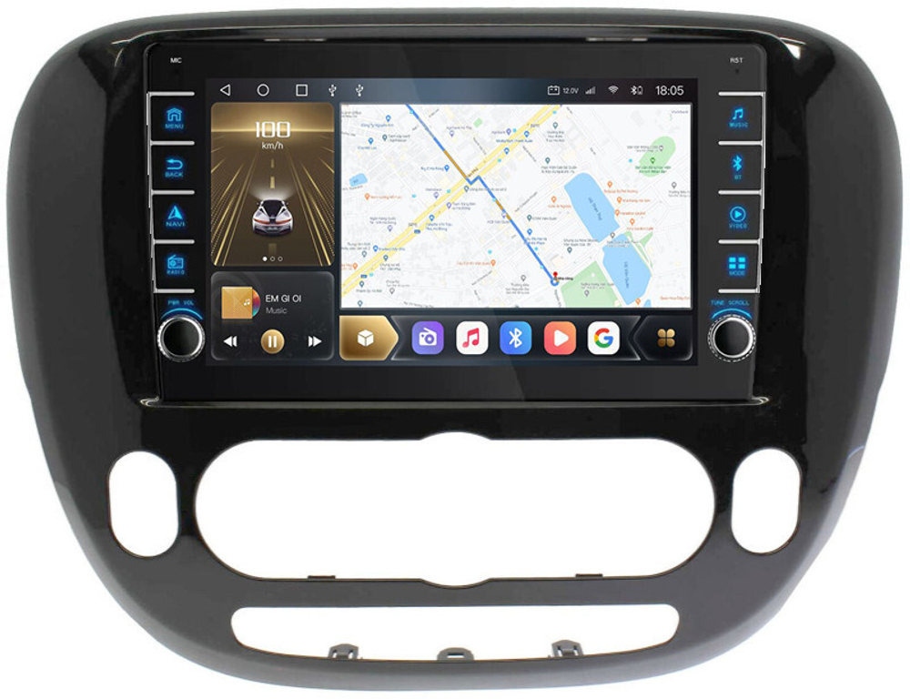 Магнитола для KIA Soul 2 2014-2019 (кондиционер, рамка глянцевая) - Carmedia SF-9740-AB (кнопки и крутилки), Android 12, TS10,  CarPlay, 4G SIM-слот