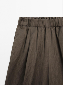 Massimo Dutti Брюки из сатина с жатым эффектом, шоколадный