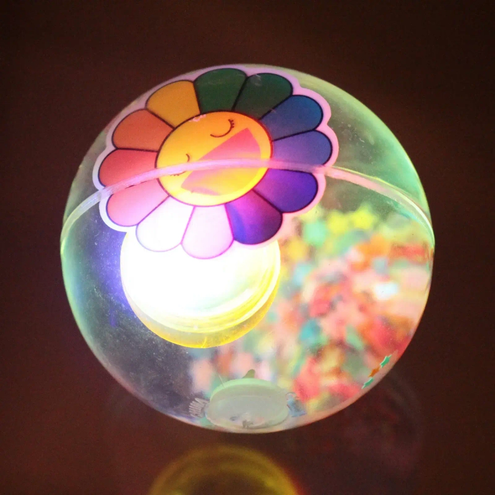 Мяч 6,5 см «Радужный цветочек» (попрыгун с водой и подсветкой) СТИКЕР НА ВЛОЖЕНИЕ