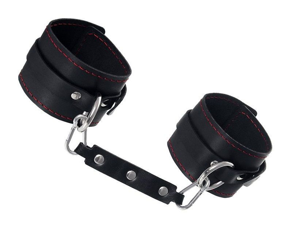 Черные однослойные оковы с контрастной строчкой (Цвет: черный)