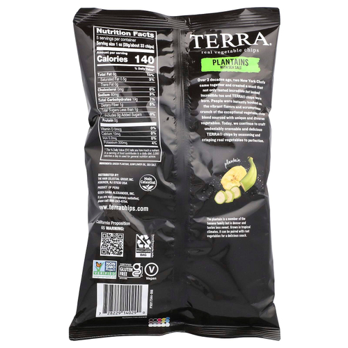 Terra, настоящие овощные чипсы, подорожник, с морской солью, 141 г (5 унций)