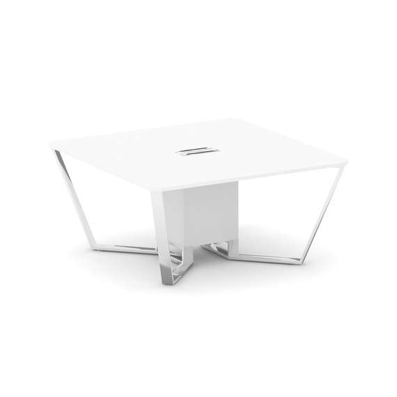 Steel Meet Стол переговорный квадратный MF-PR.B.SP-08 Белый/МДФ Ультраматт Белый Бриллиант/Нержавеющ