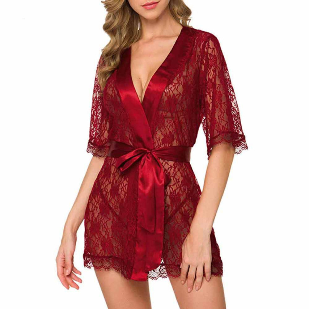 Пеньюар кружевной Daniela с трусиками бордовый S/M