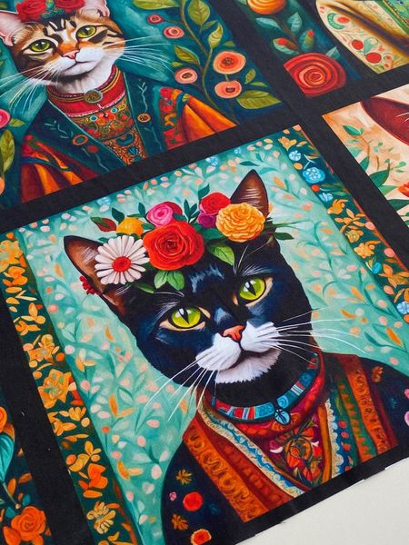 КОТЫ И КОШКИ, купон из 8 картинок, 100% хлопок 9