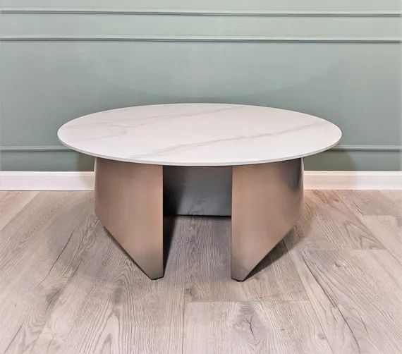 Журнальный столик Mush, Ø90х38 см, белый керамогранит