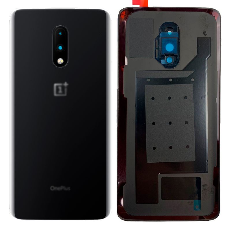 Задняя крышка для OnePlus 7 серая (Mirror Gray) со стеклом камеры