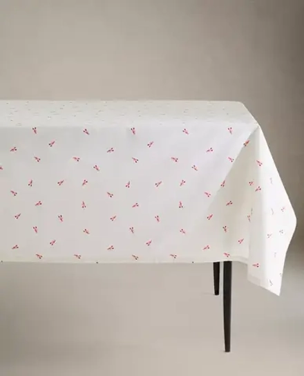 ZARA HOME ХЛОПКОВАЯ СКАТЕРТЬ В ПРИНТОМ, ЭКРЮ