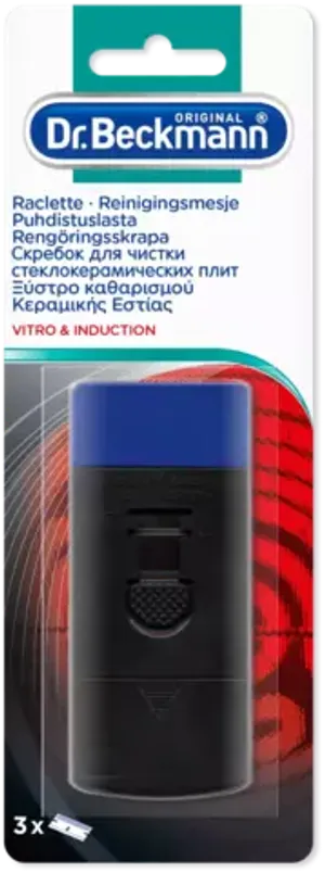 Dr. Beckmann Скребок для чистки стеклокерамических плит с двумя запасными лезвиями
