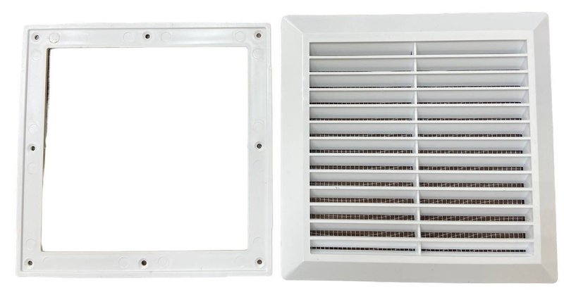 Решётка вентиляционная разъёмная с москитной сеткой 203х203 мм