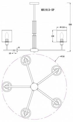 Люстра на штанге MyFar Alen MR1913-5P