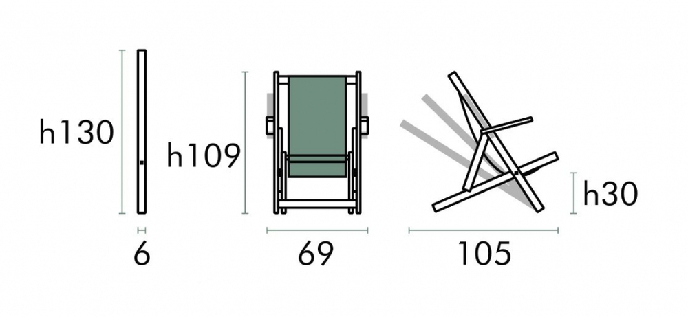 Кресло-шезлонг текстиленовое складное Magnani Sdraio, серебристый