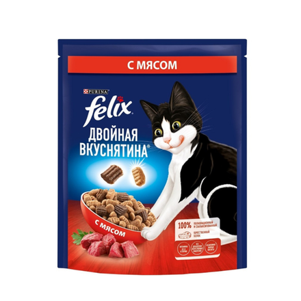 Сухой корм FELIX Двойная вкуснятина с мясом 200 гр