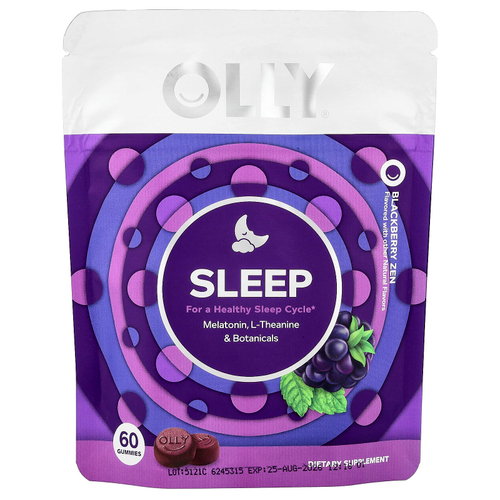 OLLY, жевательные таблетки для сна, со вкусом ежевики, 60 жевательных таблеток