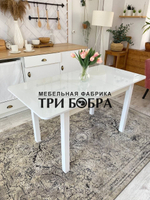 Стол стеклянный раздвижной Белый