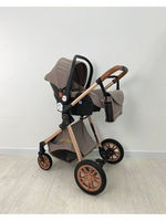 Коляска-трансформер 3в1 Luxmom V9 new коричневый текстиль