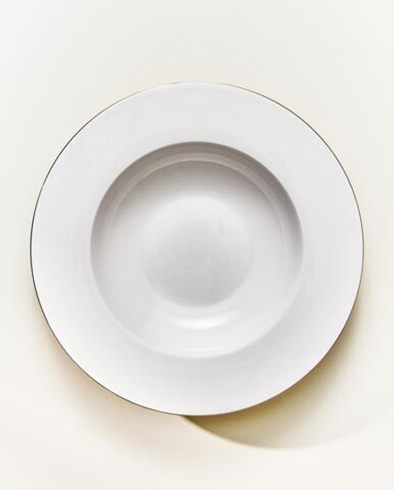 Zara Home тарелка глубокая из костяного фарфора, цвет золотой, 23 см