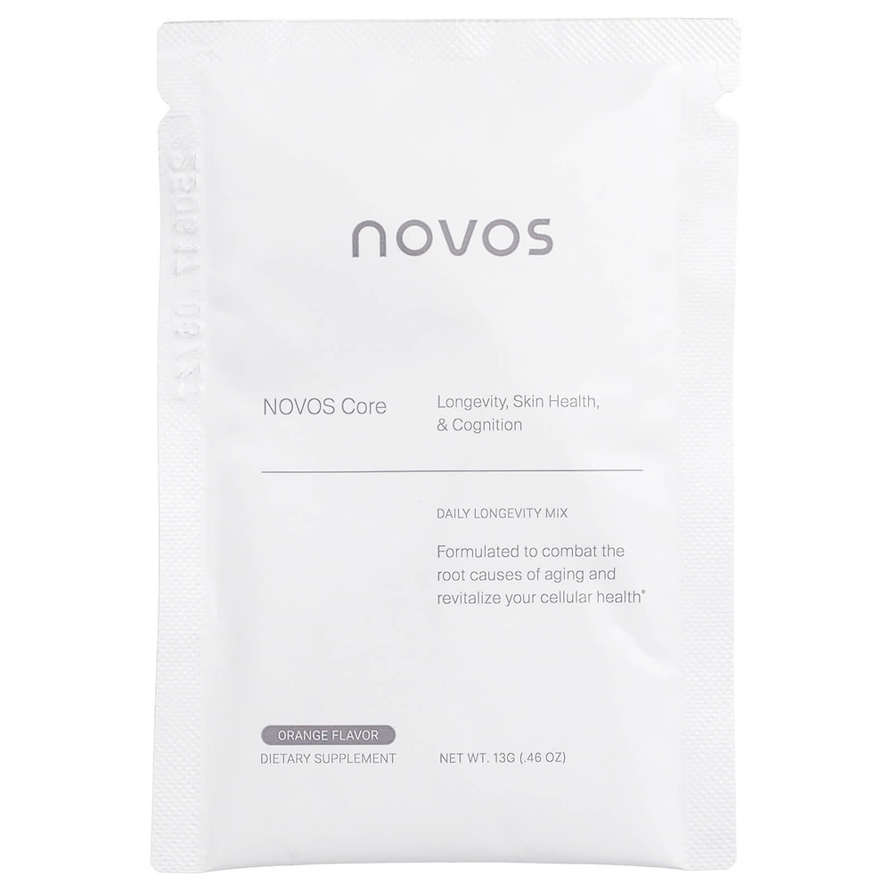 NOVOS, Novos Core, смесь для долголетия, для ежедневного приёма, апельсин, 30 пакетиков по 13 г (0,46 унции)
