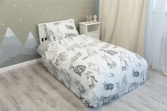 Комплект постельного белья BambinoMio Кошки поплин 80х160 120х180 40х60