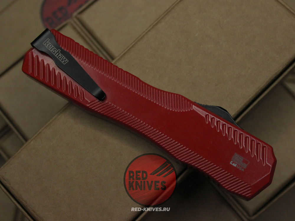 Нож Kershaw Livewire 9000 - рукоять красная, 50 лет, клинок блэквош