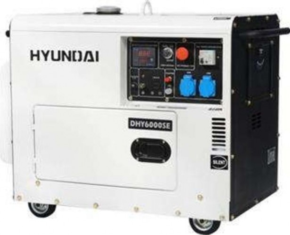Генератор дизельный с воздушным охлаждением HYUNDAI DHY 6000SE-3 в кожухе