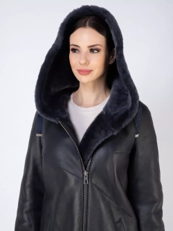 Дубленка зима натуральная удлиненная с капюшоном