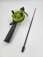 Удочка для зимней рыбалки Три Кита Tehno, катушка d-65mm с пластмассовой ручкой (хлыст стекловолокно), желтая, 3 штуки