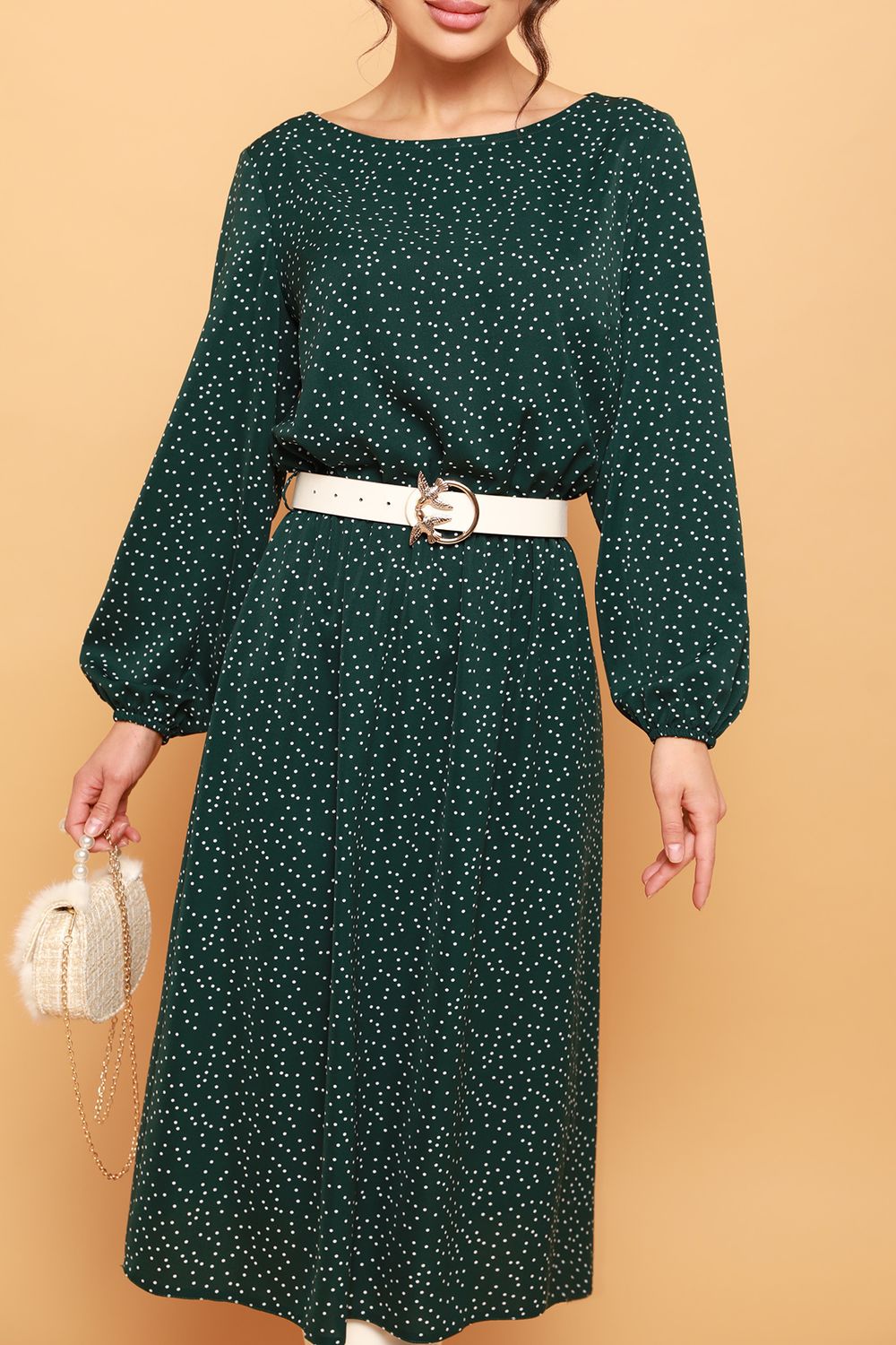 Платье с поясом в мелкий горошек DStrend (Акция)