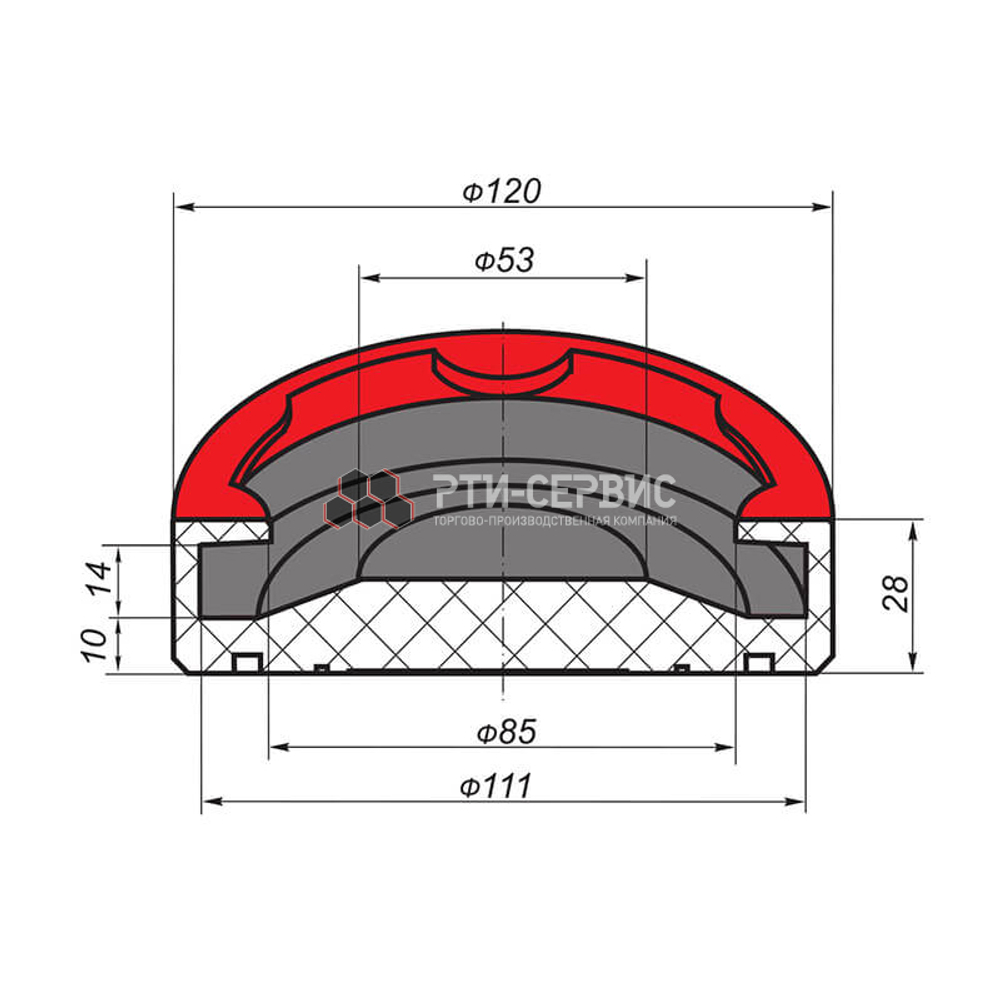 Резиновая накладка (РТИ-СЕРВИС 1046) для подкатного домкрата "Nordberg"