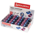 Точилка BRAUBERG "Arc" цинковая корпус ассорти (32 штуки в упаковке)