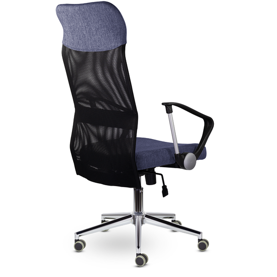 Кресло МС-040 Директ Лайт В хром Ср Moderno 07/Е11-к/Moderno 07 (синий/черный/синий)