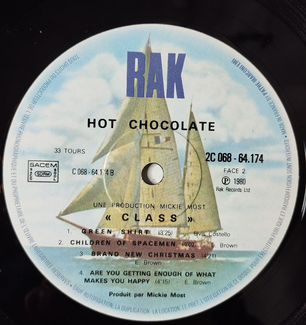 Винтажная виниловая пластинка LP Hot Chocolate Class (France 1980)