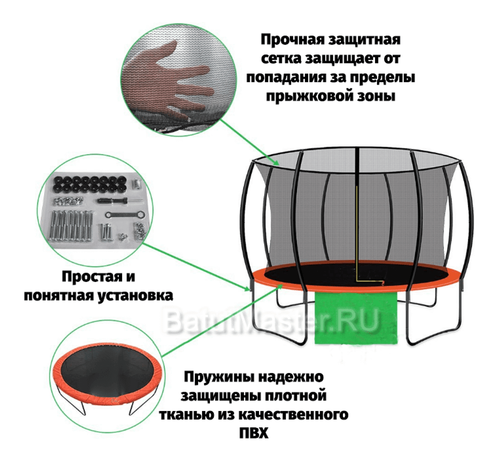 Каркасный батут с баскетбольным кольцом и лестницей, диаметр 8 фт